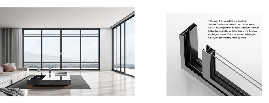 Custom Panorama Aluminium Sliding Door Extremely Narrow Thin Sitting Room Balcony Office Partition Door