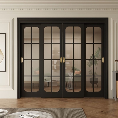 Kompozytowe aluminiowe drzwi przesuwne ze szkła w stylu francuskim Aluminiowe drzwi drewniane
